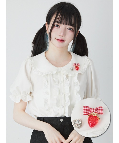 Ank Rouge（アンクルージュ）の「ストロベリープチリボンブラウス（シャツ/ブラウス・レディース・レッド/ブルー/ブラック・M）」の16枚目の写真