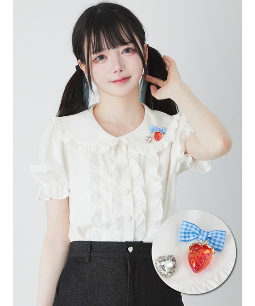 Ank Rouge（アンクルージュ）の「ストロベリープチリボンブラウス（シャツ/ブラウス・レディース・レッド/ブルー/ブラック・M）」の17枚目の写真