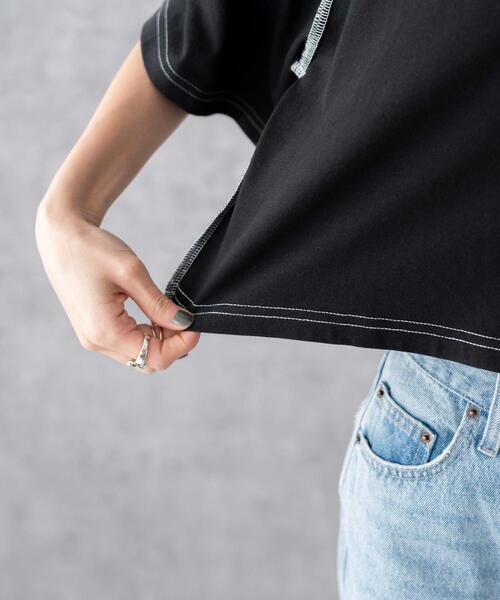 WEGO(ウィゴー)の「WEGO/アウトステッチグラフィックショートT(Tシャツ/カットソー・レディース・ホワイト/ブラック・SMALL/MEDIUM)」の7枚目の写真