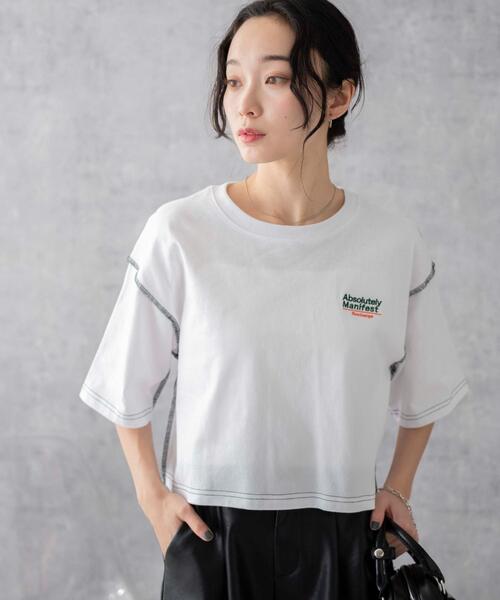 WEGO(ウィゴー)の「WEGO/アウトステッチグラフィックショートT(Tシャツ/カットソー・レディース・ホワイト/ブラック・SMALL/MEDIUM)」の8枚目の写真
