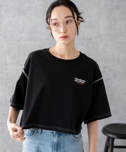 WEGO(ウィゴー)の「WEGO/アウトステッチグラフィックショートT(Tシャツ/カットソー・レディース・ホワイト/ブラック・SMALL/MEDIUM)」の13枚目の写真