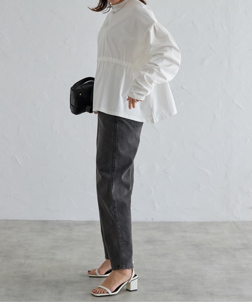 each（イーチ）の「【2WAY着用可能】ドロストぺプラムギャザースリーブTシャツ（Tシャツ/カットソー・レディース・ホワイト/ブラック・FREE）」の17枚目の写真