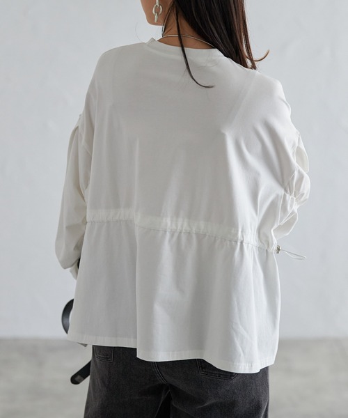 each（イーチ）の「【2WAY着用可能】ドロストぺプラムギャザースリーブTシャツ（Tシャツ/カットソー・レディース・ホワイト/ブラック・FREE）」の12枚目の写真