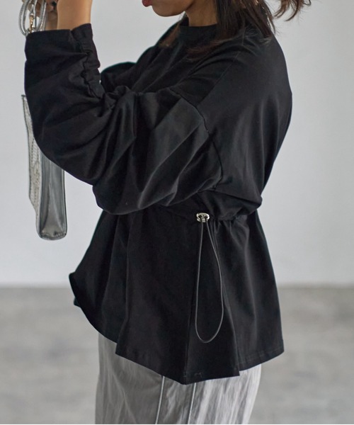 each（イーチ）の「【2WAY着用可能】ドロストぺプラムギャザースリーブTシャツ（Tシャツ/カットソー・レディース・ホワイト/ブラック・FREE）」の22枚目の写真