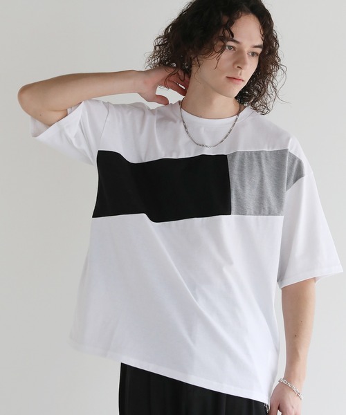 ASTRONOMY(アストロノミー)の「Buyer's Select/切替5分袖ビッグシルエットTシャツ(Tシャツ/カットソー・メンズ・ブラック/ホワイト・M/L)」の1枚目の写真
