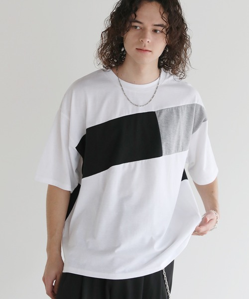 ASTRONOMY(アストロノミー)の「Buyer's Select/切替5分袖ビッグシルエットTシャツ(Tシャツ/カットソー・メンズ・ブラック/ホワイト・M/L)」の3枚目の写真