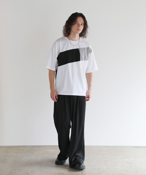 ASTRONOMY(アストロノミー)の「Buyer's Select/切替5分袖ビッグシルエットTシャツ(Tシャツ/カットソー・メンズ・ブラック/ホワイト・M/L)」の6枚目の写真