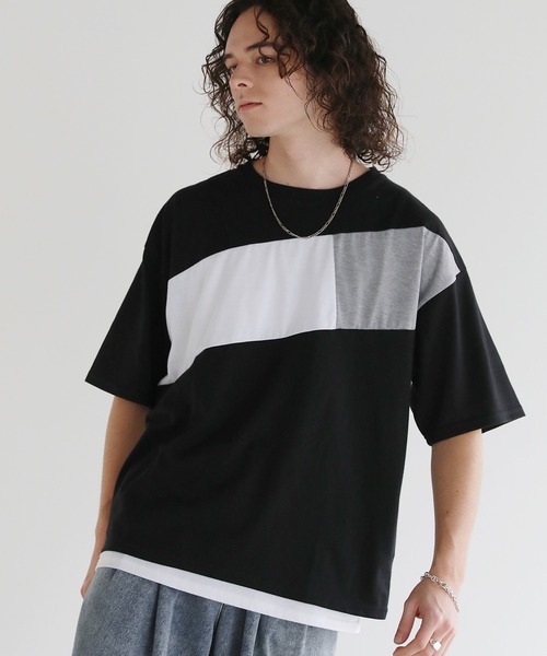 ASTRONOMY(アストロノミー)の「Buyer's Select/切替5分袖ビッグシルエットTシャツ(Tシャツ/カットソー・メンズ・ブラック/ホワイト・M/L)」の9枚目の写真