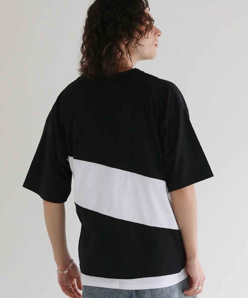 ASTRONOMY(アストロノミー)の「Buyer's Select/切替5分袖ビッグシルエットTシャツ(Tシャツ/カットソー・メンズ・ブラック/ホワイト・M/L)」の10枚目の写真
