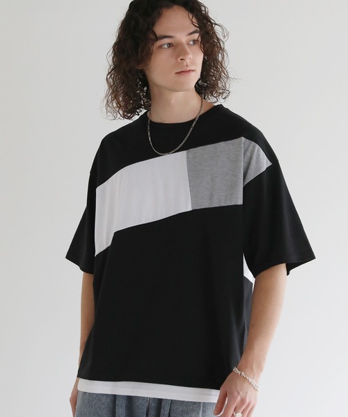 ASTRONOMY(アストロノミー)の「Buyer's Select/切替5分袖ビッグシルエットTシャツ(Tシャツ/カットソー・メンズ・ブラック/ホワイト・M/L)」の11枚目の写真