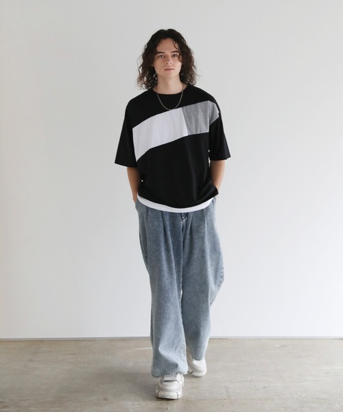 ASTRONOMY(アストロノミー)の「Buyer's Select/切替5分袖ビッグシルエットTシャツ(Tシャツ/カットソー・メンズ・ブラック/ホワイト・M/L)」の14枚目の写真