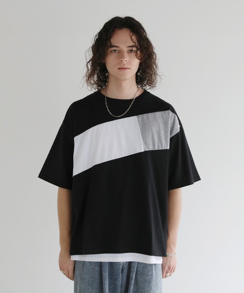 ASTRONOMY(アストロノミー)の「Buyer's Select/切替5分袖ビッグシルエットTシャツ(Tシャツ/カットソー・メンズ・ブラック/ホワイト・M/L)」の15枚目の写真