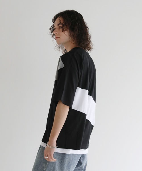ASTRONOMY(アストロノミー)の「Buyer's Select/切替5分袖ビッグシルエットTシャツ(Tシャツ/カットソー・メンズ・ブラック/ホワイト・M/L)」の16枚目の写真