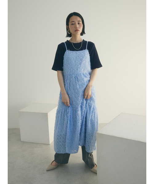 armonia（アルモニーア）の「armonia. フェザージャガードキャミワンピース（ワンピース・レディース・アイボリー/ブラック/ブルー・FREE）」の3枚目の写真