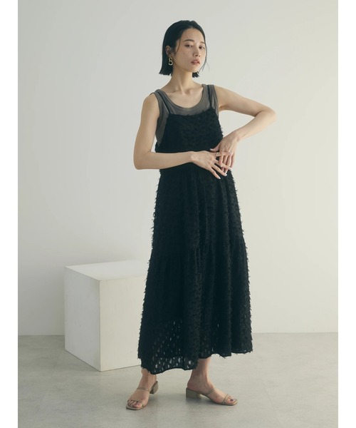 armonia（アルモニーア）の「armonia. フェザージャガードキャミワンピース（ワンピース・レディース・アイボリー/ブラック/ブルー・FREE）」の4枚目の写真