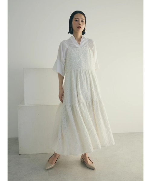 armonia（アルモニーア）の「armonia. フェザージャガードキャミワンピース（ワンピース・レディース・アイボリー/ブラック/ブルー・FREE）」の6枚目の写真