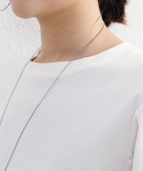 Cinderella（シンデレラ）の「カットソー シャツ トップス 半袖 レディース 春 夏 秋 Tシャツ レース 女性 カジュアル 異素材 大人かわいい 上品 シンプル（Tシャツ/カットソー・レディース・ホワイト/ブラック・FREE）」の6枚目の写真