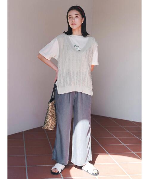 Samansa Mos2 blue(サマンサモスモスブルー)の「【接触冷感】クールデニムパンツ(デニムパンツ・レディース・ネイビー/ブルー/グレー・F)」の5枚目の写真