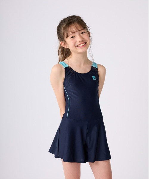 【FILA】★韓国人気★ONEPIECE+COVERUP スイムウェアセット★ FILA FILA/フィラ キッズ スクール水着 Aライン ワンピース 水着