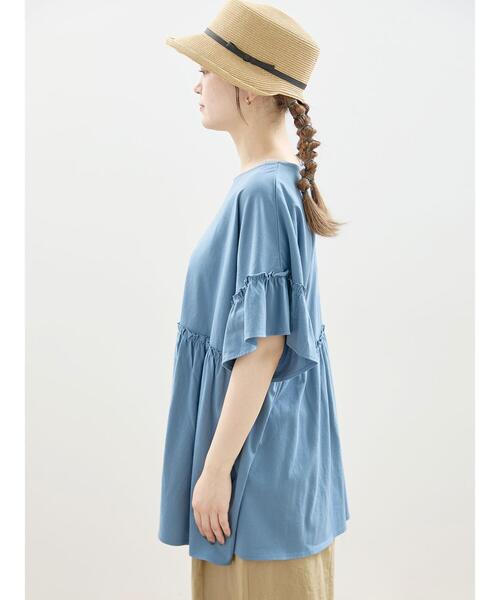 Samansa Mos2（サマンサ モスモス）の「【抗菌防臭】ブラウスみたいなフリルカットTシャツ（Tシャツ/カットソー・レディース・ブルー/キナリ/マスタード/ブラック・F）」の22枚目の写真