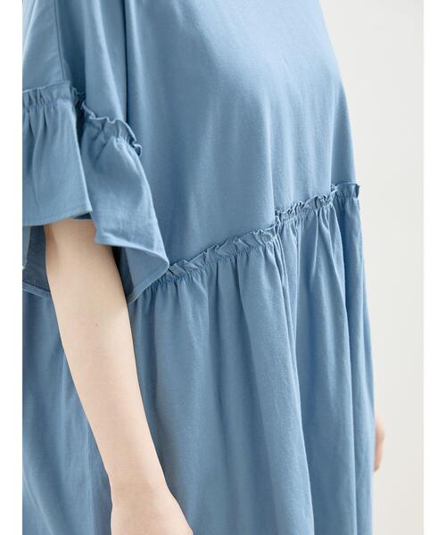 Samansa Mos2（サマンサ モスモス）の「【抗菌防臭】ブラウスみたいなフリルカットTシャツ（Tシャツ/カットソー・レディース・ブルー/キナリ/マスタード/ブラック・F）」の13枚目の写真