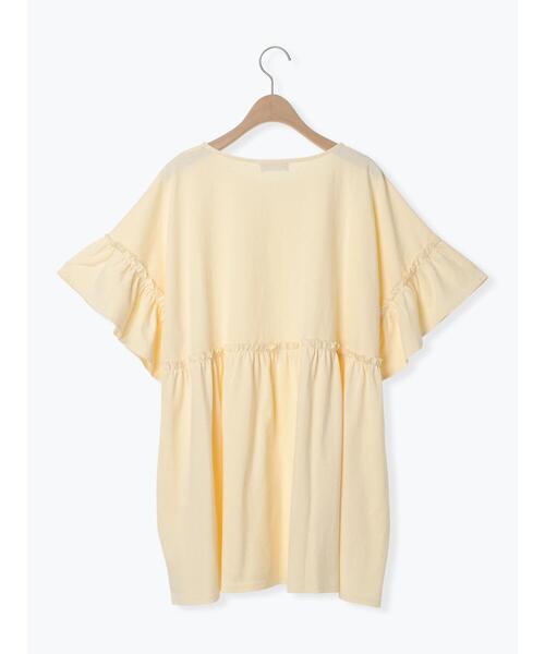 Samansa Mos2（サマンサ モスモス）の「【抗菌防臭】ブラウスみたいなフリルカットTシャツ（Tシャツ/カットソー・レディース・ブルー/キナリ/マスタード/ブラック・F）」の7枚目の写真