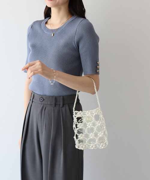 BLUEEAST(ブルーイースト)の「ビーズスクエアハンドバッグ(ハンドバッグ・レディース・シルバー/ホワイト/クリア・FREE)」の8枚目の写真