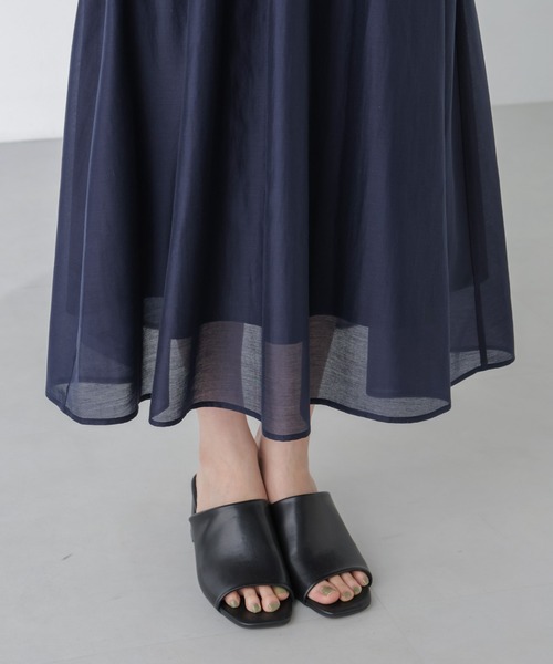 NANO universe（ナノユニバース）の「シアーサテンウエストシャーリングワンピース（ワンピース・レディース・ネイビー/ブルー/イエロー・S/M）」の13枚目の写真