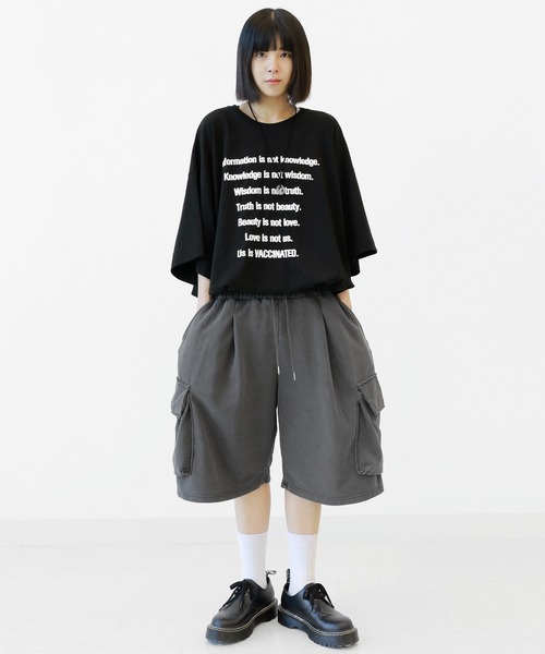 minsobi(ミンソビ)の「ビッグシルエット レターリングT 半袖(Tシャツ/カットソー・メンズ・ブラック/アイボリー・FREE)」の12枚目の写真