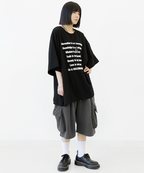 minsobi(ミンソビ)の「ビッグシルエット レターリングT 半袖(Tシャツ/カットソー・メンズ・ブラック/アイボリー・FREE)」の8枚目の写真