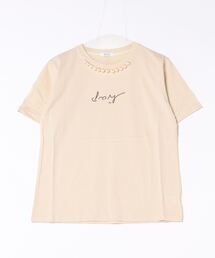 パール使いワンポイントロゴプリントTシャツ