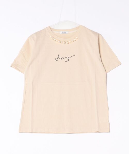 Jayro(ジャイロ)の「パール使いワンポイントロゴプリントTシャツ(Tシャツ/カットソー・レディース・ホワイト/ブラック/ベージュ・FREE)」の3枚目の写真