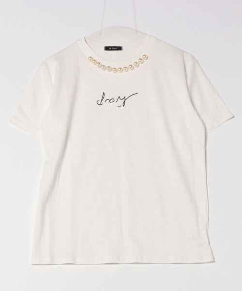 Jayro(ジャイロ)の「パール使いワンポイントロゴプリントTシャツ(Tシャツ/カットソー・レディース・ホワイト/ブラック/ベージュ・FREE)」の12枚目の写真