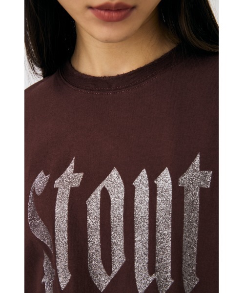 MOUSSY（マウジー）の「GLITTER DAMAGE Tシャツ（Tシャツ/カットソー・レディース・ホワイト/ブラウン/ネイビー・FREE）」の5枚目の写真