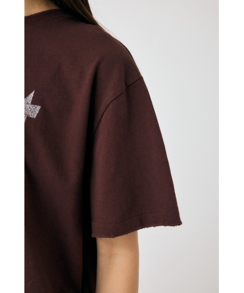 MOUSSY（マウジー）の「GLITTER DAMAGE Tシャツ（Tシャツ/カットソー・レディース・ホワイト/ブラウン/ネイビー・FREE）」の6枚目の写真