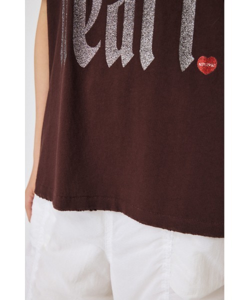 MOUSSY（マウジー）の「GLITTER DAMAGE Tシャツ（Tシャツ/カットソー・レディース・ホワイト/ブラウン/ネイビー・FREE）」の8枚目の写真