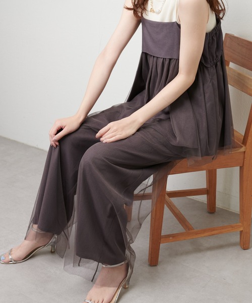 natural couture(ナチュラルクチュール)の「レーヨン麻混ロングパンツ(その他パンツ・レディース・チャコールグレー/ライトベージュ/ブラック・FREE)」の3枚目の写真