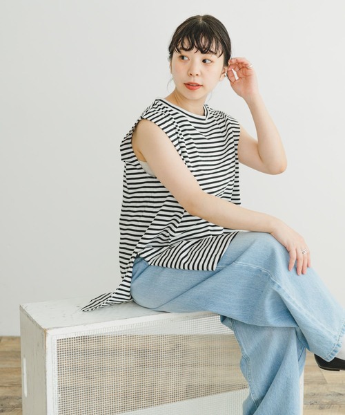 ITEMS URBANRESEARCH（アイテムズ アーバンリサーチ）の「ショルダータックTシャツ（Tシャツ/カットソー・レディース・チャコールグレー/オレンジ/その他1/ホワイト・FREE）」の6枚目の写真