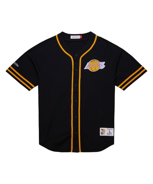 Mitchell&Ness(ミッチェル&ネス)の「Mitchell & Ness Fashion Cotton Button Front Vintage Logo(ミッチェルアンドネス ファッション コットンボタン フロント ヴィンテージロゴ)(シャツ/ブラウス・メンズ・ブラック系1・MEDIUM)」の1枚目の写真