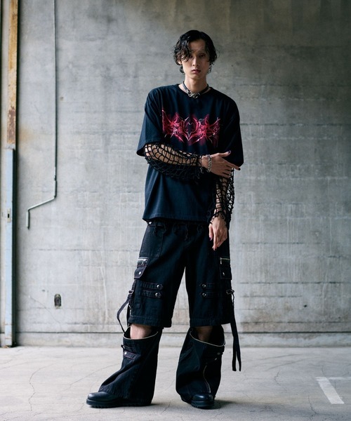 HARE(ハレ)の「【UNDERGROUND MODE】トライバルスプレーBIG-T(HARE)(Tシャツ/カットソー・メンズ・ホワイト/ブラック・FREE)」の3枚目の写真