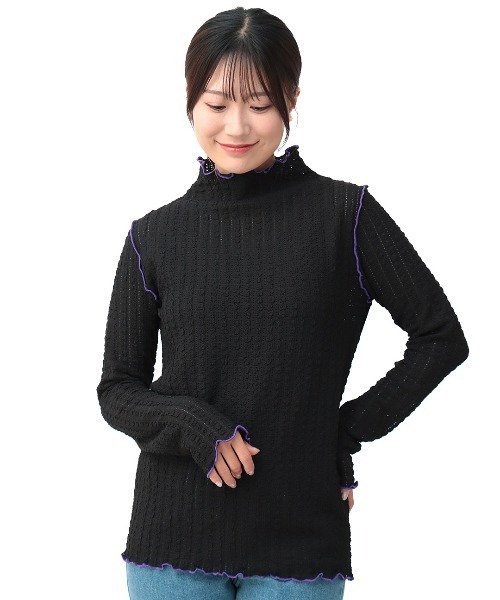 チチカカ（チチカカ）の「プクプクレースボトルネックＴシャツ（Tシャツ/カットソー・レディース・オフホワイト/ブラック/ライトグリーン・FREE）」の10枚目の写真