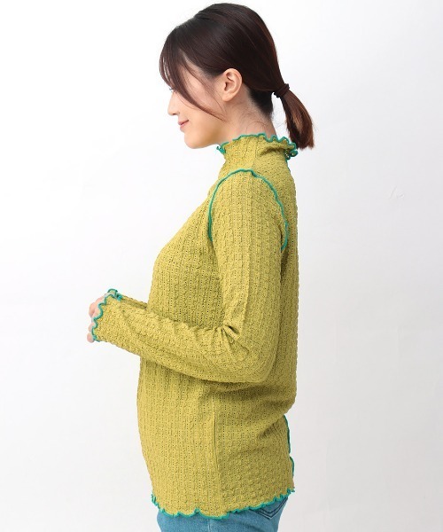 チチカカ（チチカカ）の「プクプクレースボトルネックＴシャツ（Tシャツ/カットソー・レディース・オフホワイト/ブラック/ライトグリーン・FREE）」の12枚目の写真