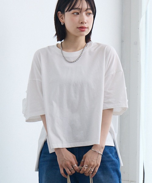 RETRO GIRL(レトロガール)の「BフリルワイドT-shirt(Tシャツ/カットソー・レディース・オフホワイト/チャコールグレー/ブラック・FREE)」の12枚目の写真