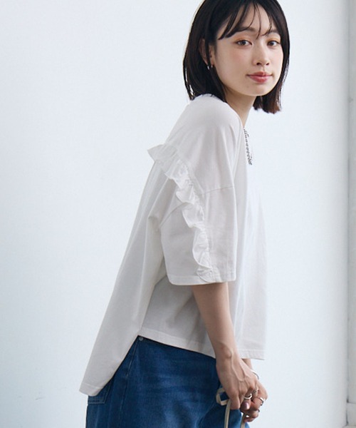 RETRO GIRL(レトロガール)の「BフリルワイドT-shirt(Tシャツ/カットソー・レディース・オフホワイト/チャコールグレー/ブラック・FREE)」の19枚目の写真