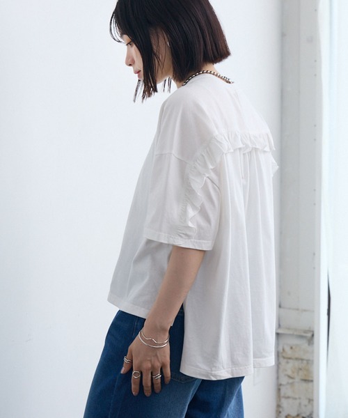 RETRO GIRL(レトロガール)の「BフリルワイドT-shirt(Tシャツ/カットソー・レディース・オフホワイト/チャコールグレー/ブラック・FREE)」の15枚目の写真