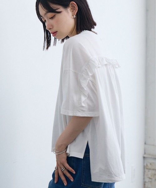 RETRO GIRL(レトロガール)の「BフリルワイドT-shirt(Tシャツ/カットソー・レディース・オフホワイト/チャコールグレー/ブラック・FREE)」の14枚目の写真