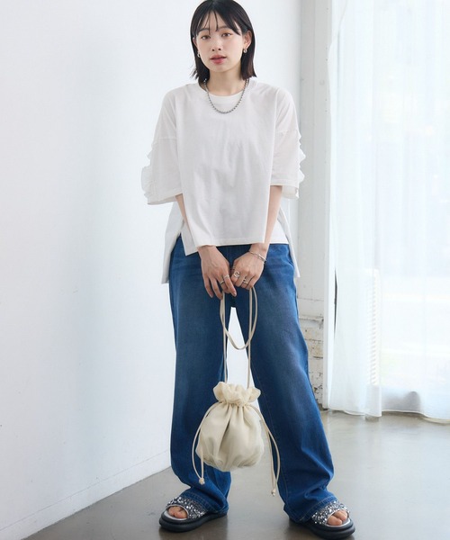 RETRO GIRL(レトロガール)の「BフリルワイドT-shirt(Tシャツ/カットソー・レディース・オフホワイト/チャコールグレー/ブラック・FREE)」の21枚目の写真