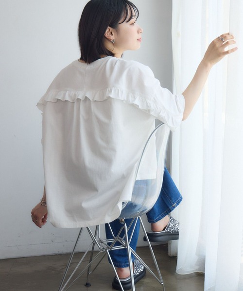 RETRO GIRL(レトロガール)の「BフリルワイドT-shirt(Tシャツ/カットソー・レディース・オフホワイト/チャコールグレー/ブラック・FREE)」の11枚目の写真