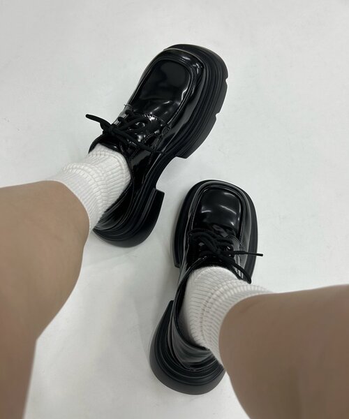 WHO'S WHO gallery(フーズフーギャラリー)の「【HiNT/ヒント】レースアップローファー(ローファー・レディース・ブラック・39/37/38)」の5枚目の写真