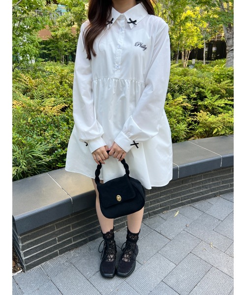 PHILLY（フィリー）の「【PHILLY】リボンポイントシャツワンピース（シャツワンピース・レディース・ホワイト/グレー・FREE）」の6枚目の写真